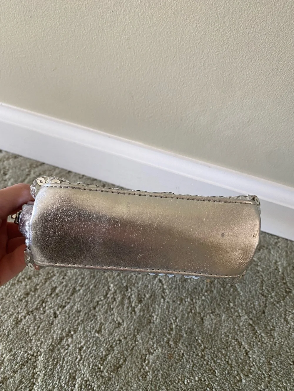 Silver Sequin Cosmetic Bag